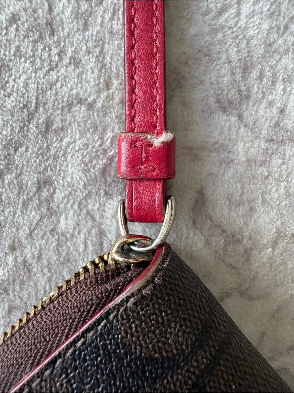 Coach Brown and Black Pebbled Leather Zip Wallet with Gold Logo